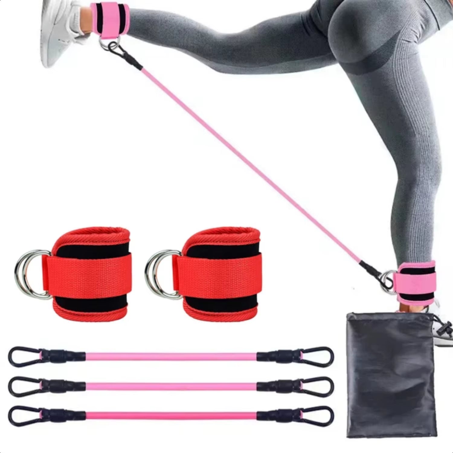 Ankle Straps Resistance Bands Set for Gym Yoga Pilates Crossfit Strength Training Workout - Women Weight Sports Trainer