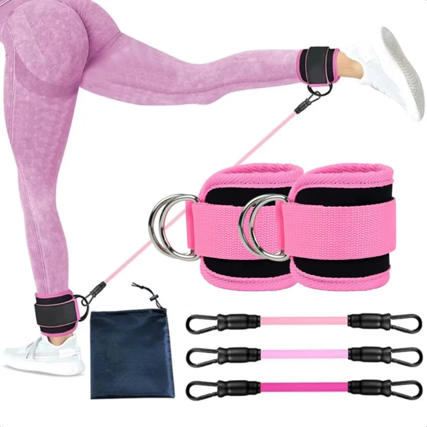 Ankle Straps Resistance Bands Set for Gym Yoga Pilates Crossfit Strength Training Workout - Women Weight Sports Trainer