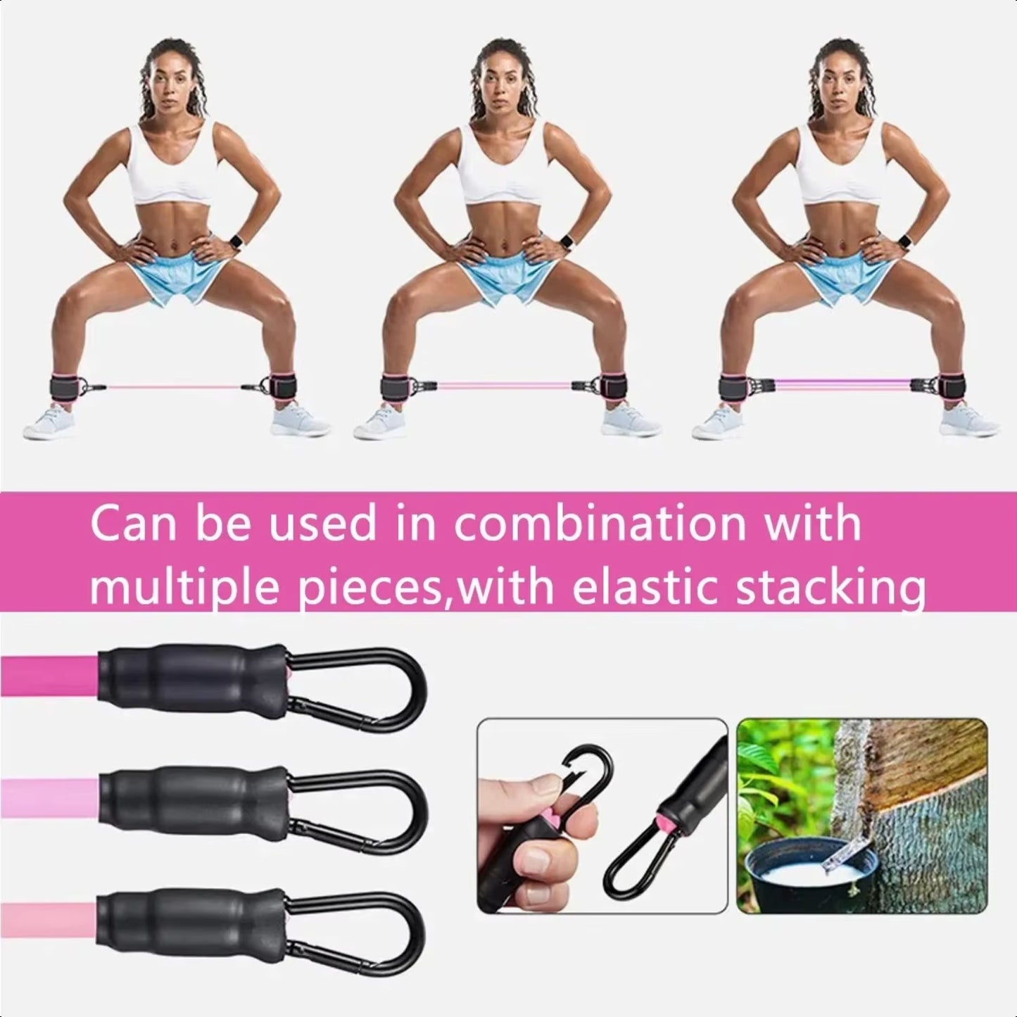 Ankle Straps Resistance Bands Set for Gym Yoga Pilates Crossfit Strength Training Workout - Women Weight Sports Trainer